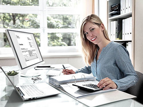 Picture of a woman at a desk