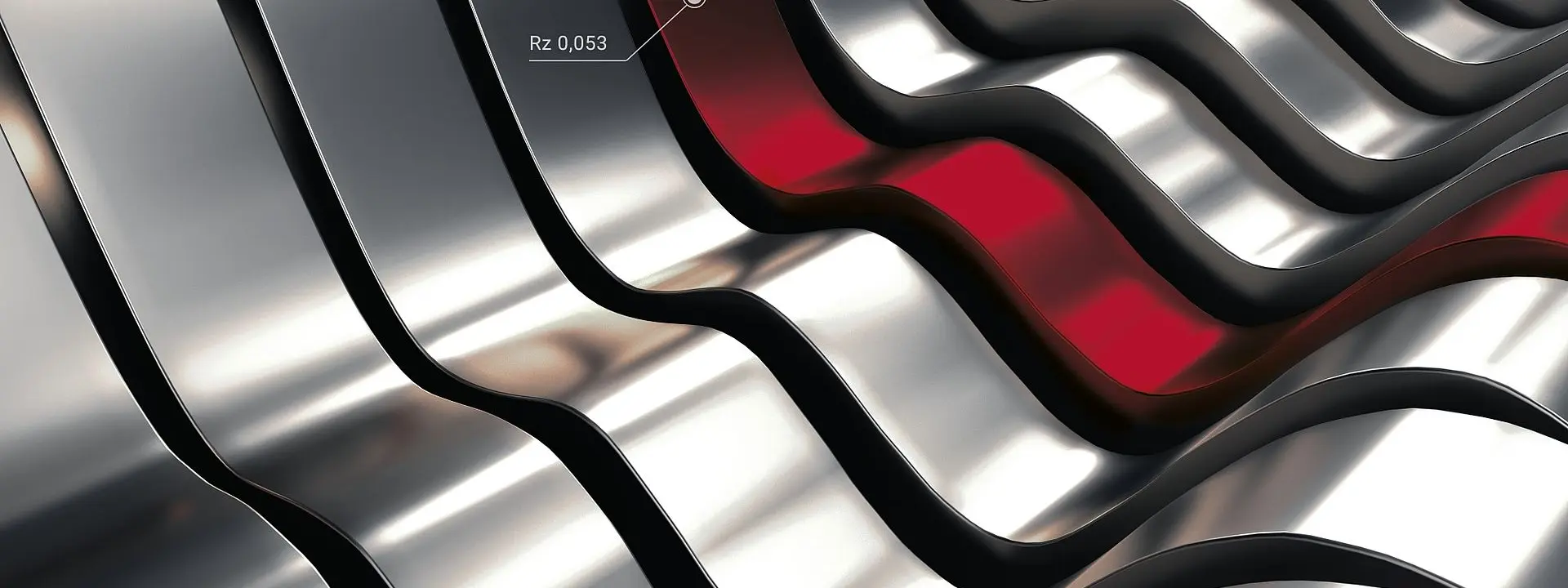 Metallische Wellen in Silber und Rot