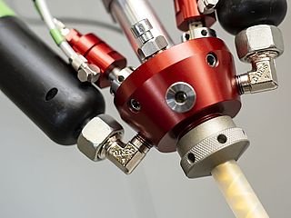 Close-up of a mixing head