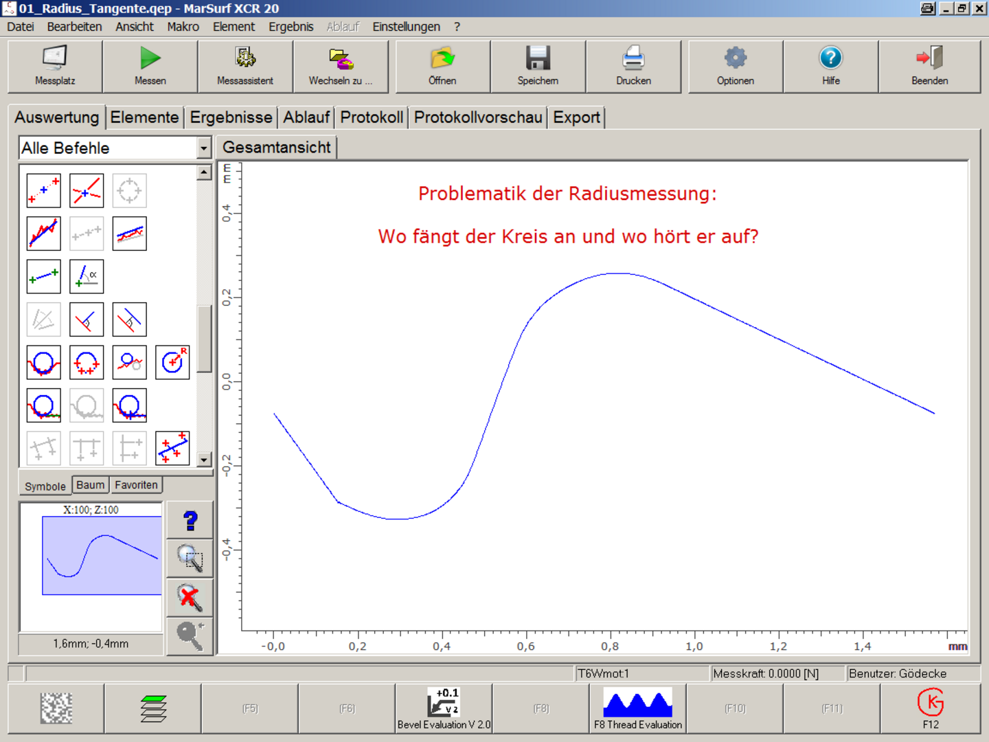 [Translate to Italiano:] Messung einer Kontur mit tangentialen Übergängen